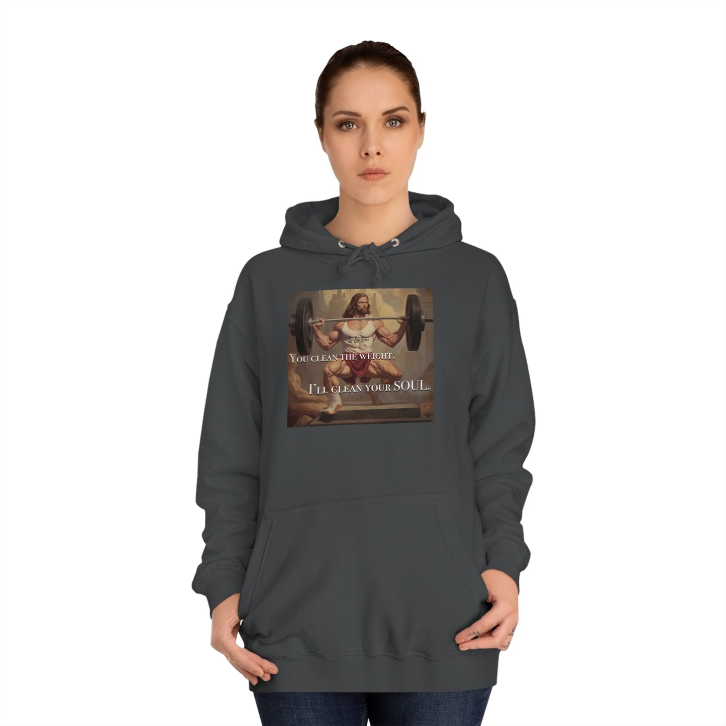 Body Builder Jesus Power Cleans Your Soul Unisex College Hoodie
