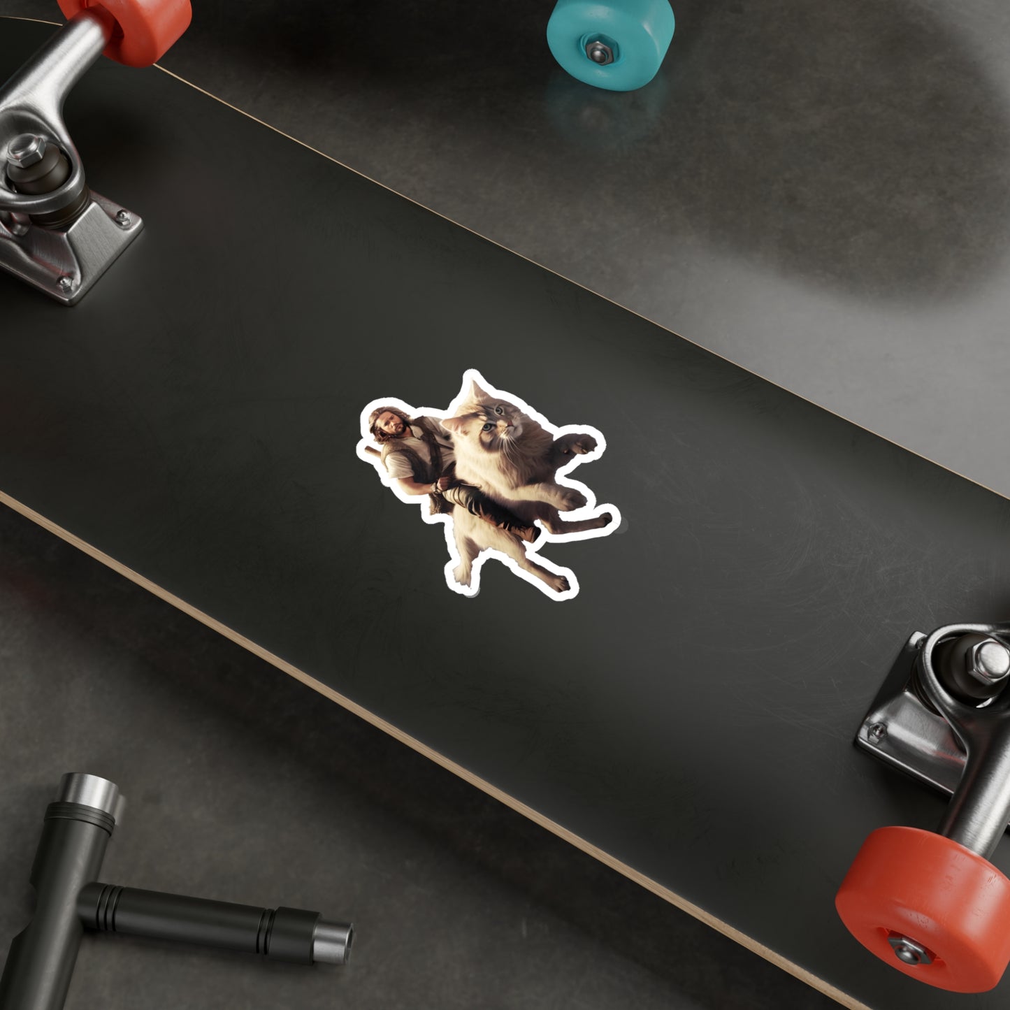 Jesus on a Giant Cat Kiss-Cut Vinyl Decals