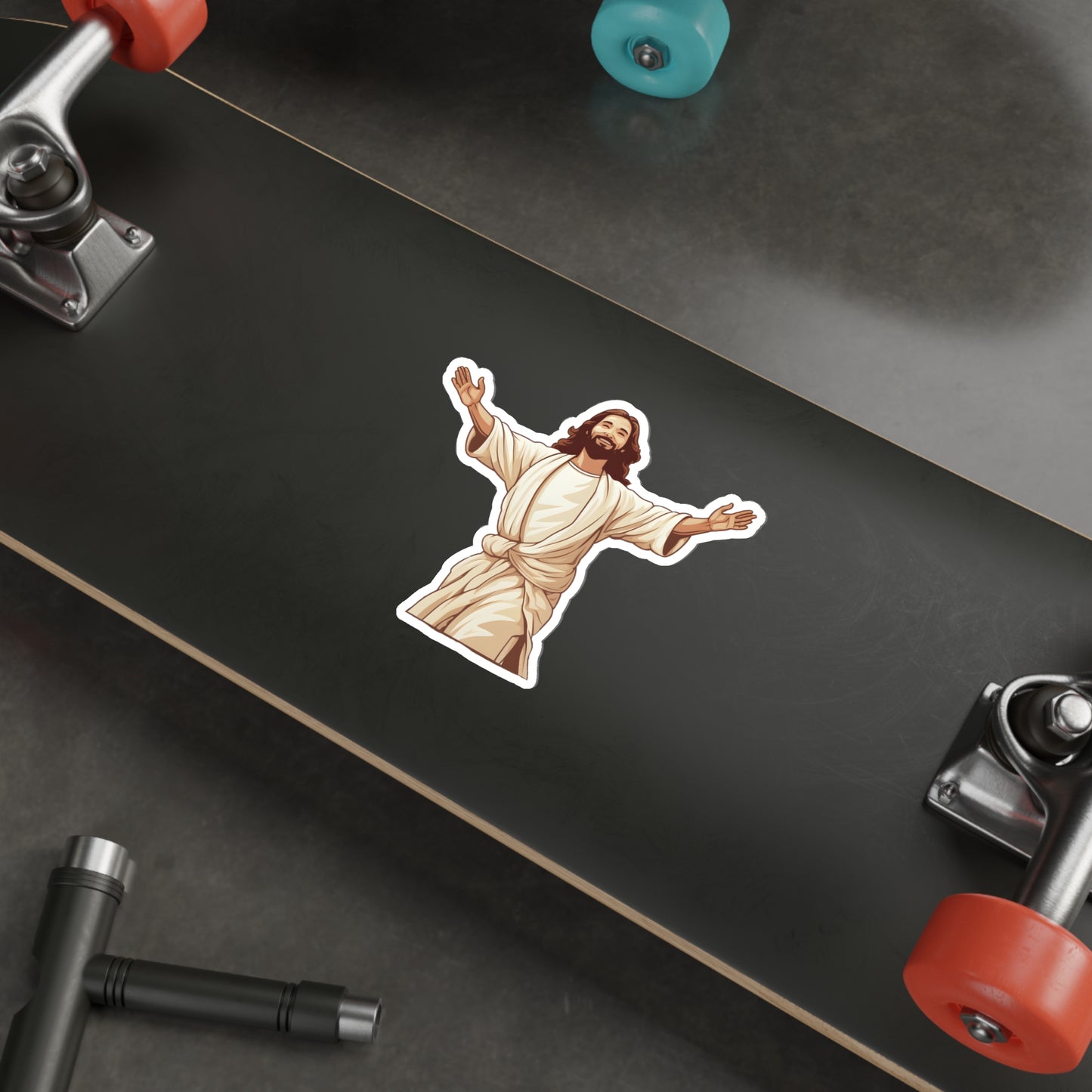 He is Waiting with Outstretched Arms to Welcome Us -4 Die-Cut Stickers (MB)