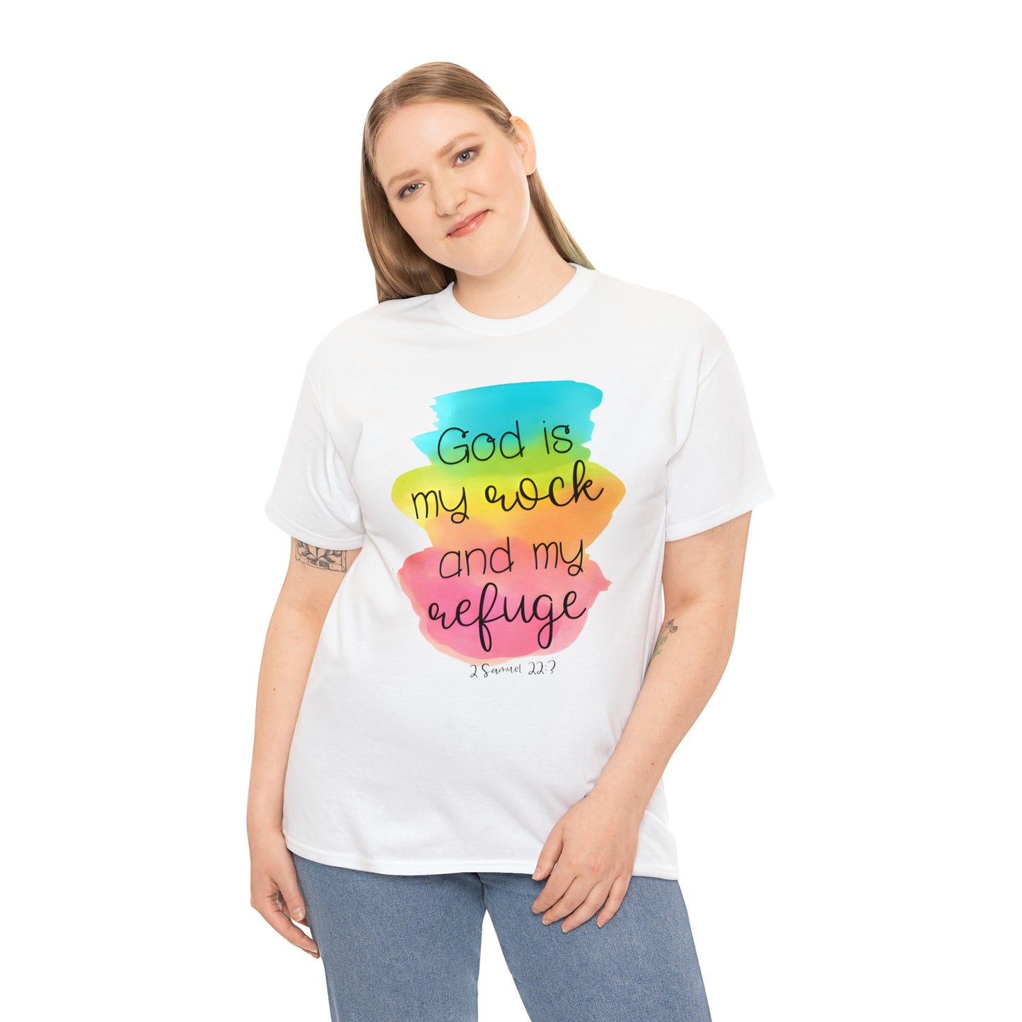 God is my rock and my refuge - Unisex Heavy Cotton Short Sleeve Tee