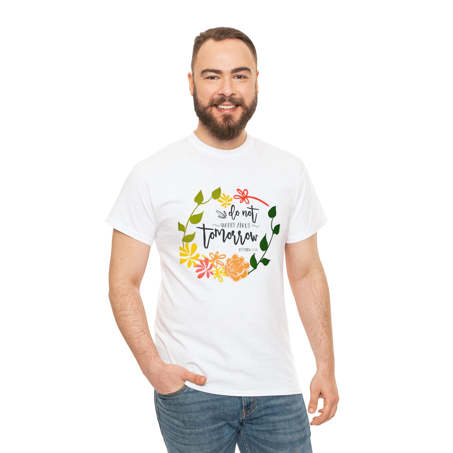 Do not worry about tomorrow (Matthew) - Unisex Heavy Cotton Short Sleeve Tee