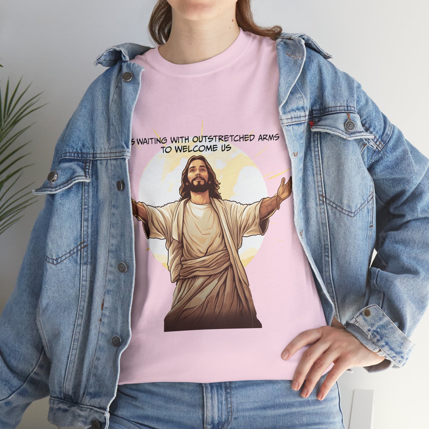 He is Waiting with Outstretched Arms to Welcome Us -  Unisex Heavy Cotton Tee (MB)