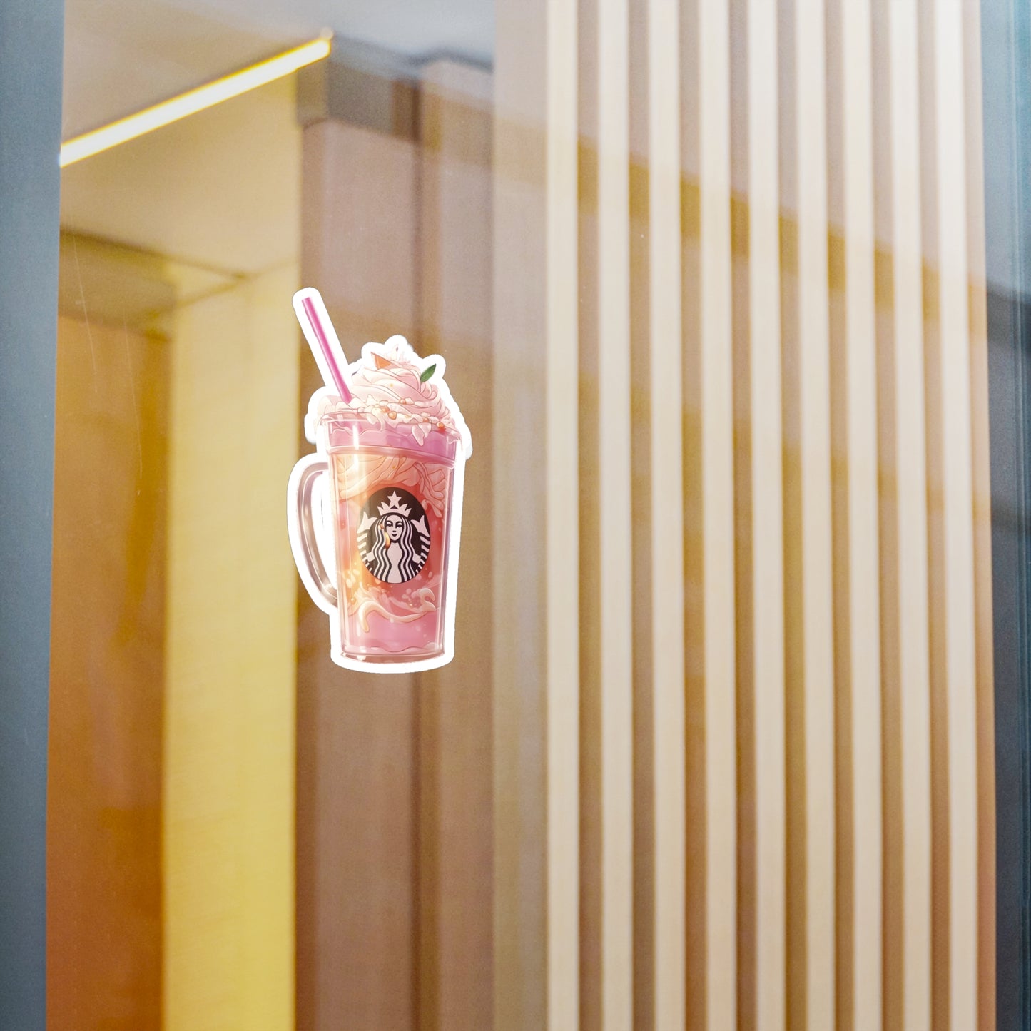 Pink Starbucks Drink (Anime Art Style)  Kiss-Cut Vinyl Decals