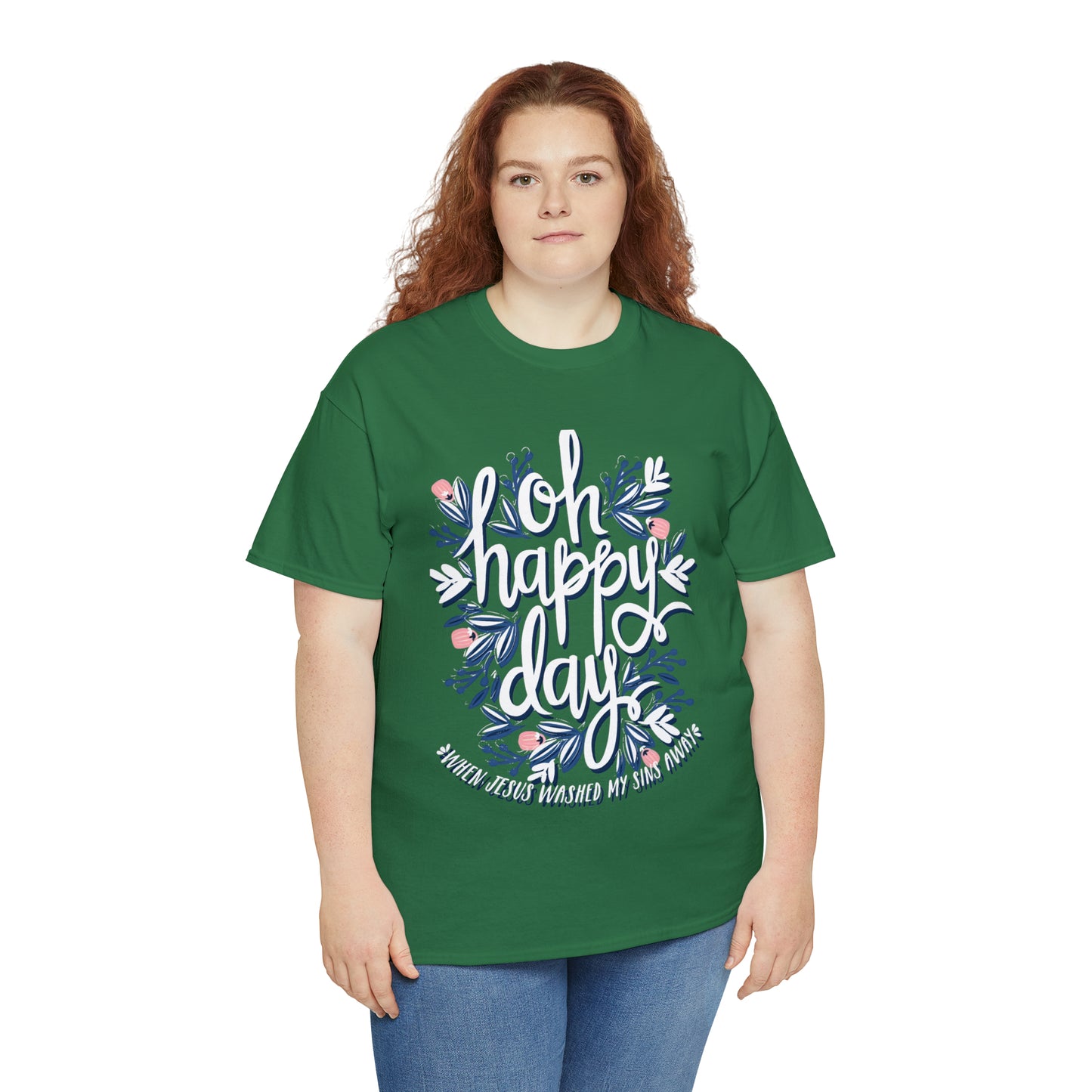 O Happy Day! When Jesus washed my sins away - Unisex Heavy Cotton Short Sleeve Tee