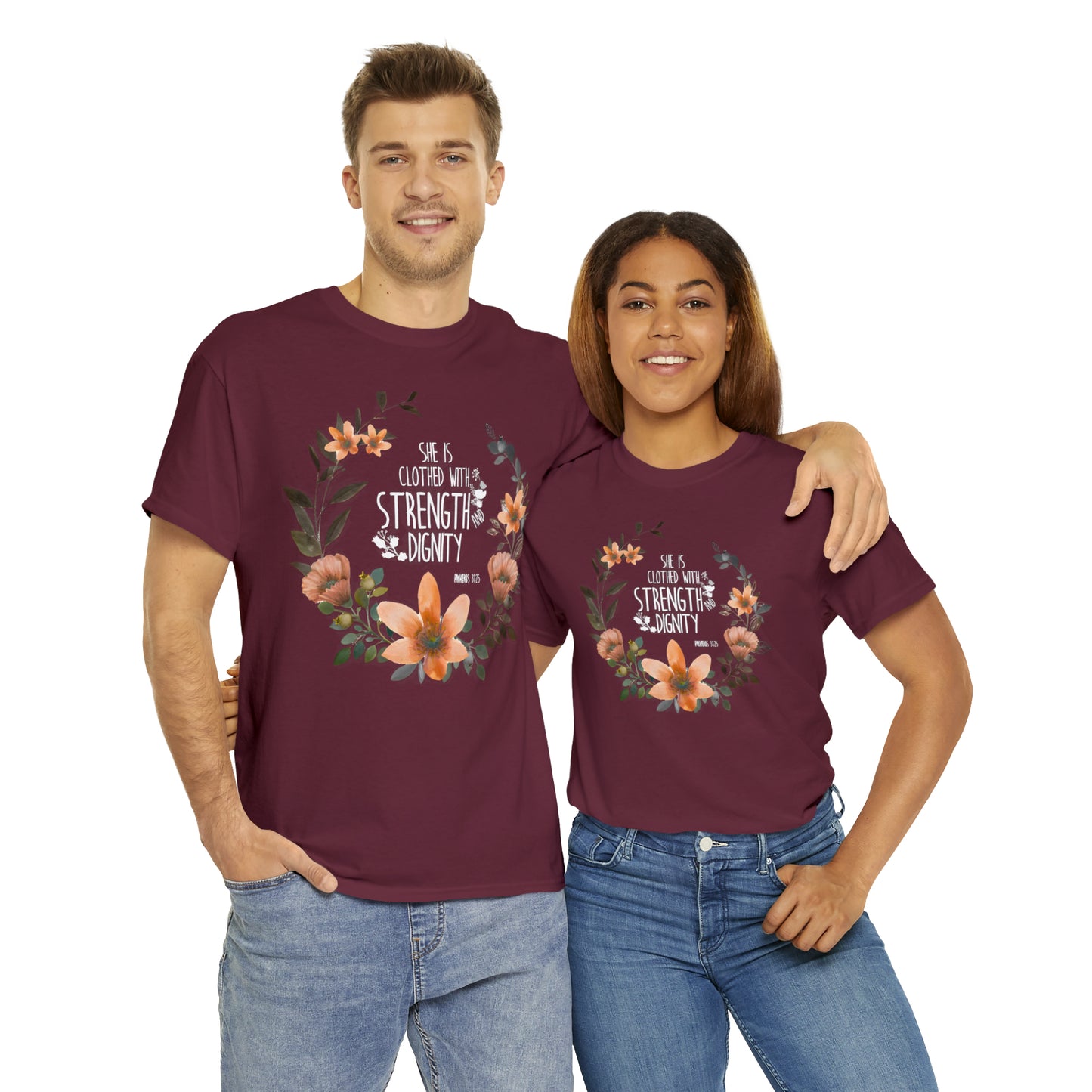 She is clothed with Strength and Dignity - Unisex Heavy Cotton Short Sleeve Tee