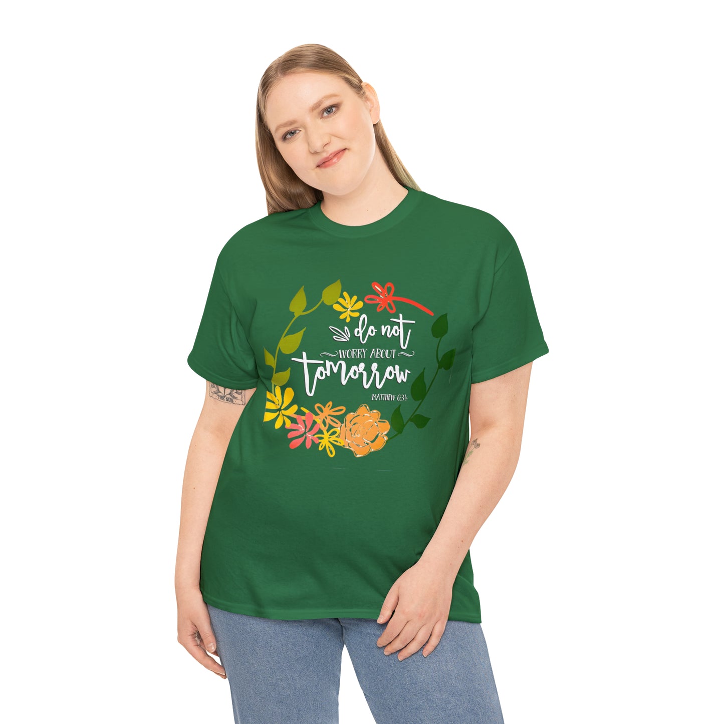 Do not worry about tomorrow (Matthew) - Unisex Heavy Cotton Short Sleeve Tee