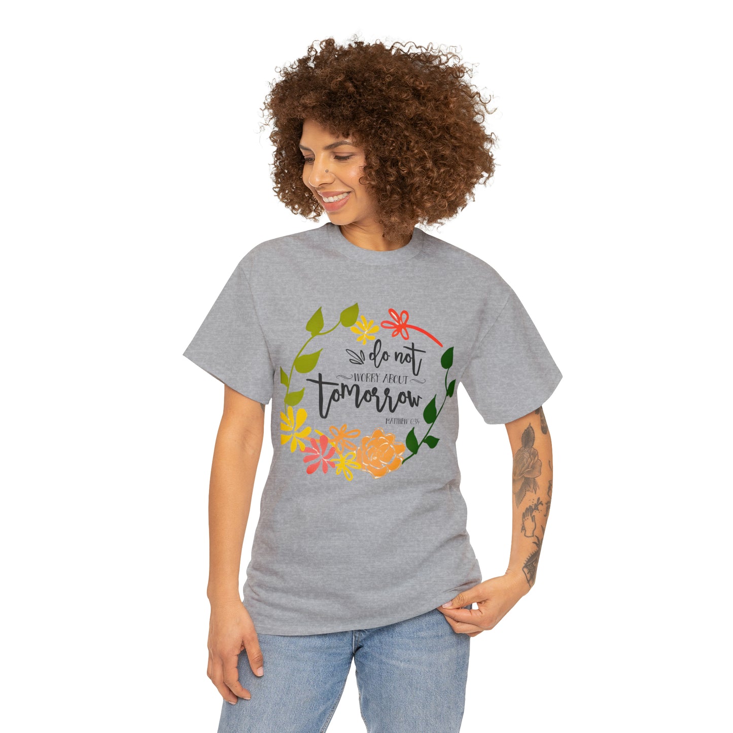 Do not worry about tomorrow (Matthew) - Unisex Heavy Cotton Short Sleeve Tee