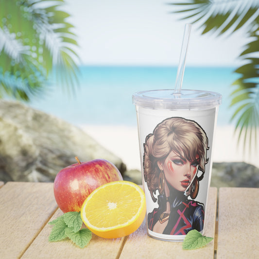 Anime Taylor Swift 2 - Plastic Tumbler with Straw