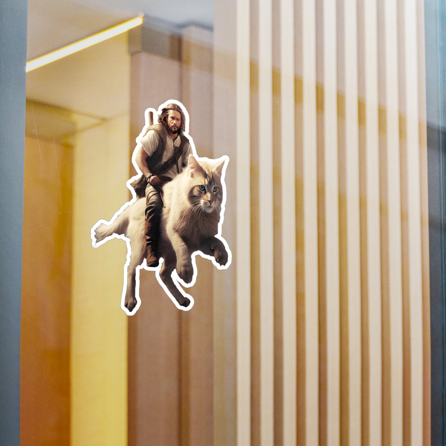 Jesus on a Giant Cat Kiss-Cut Vinyl Decals