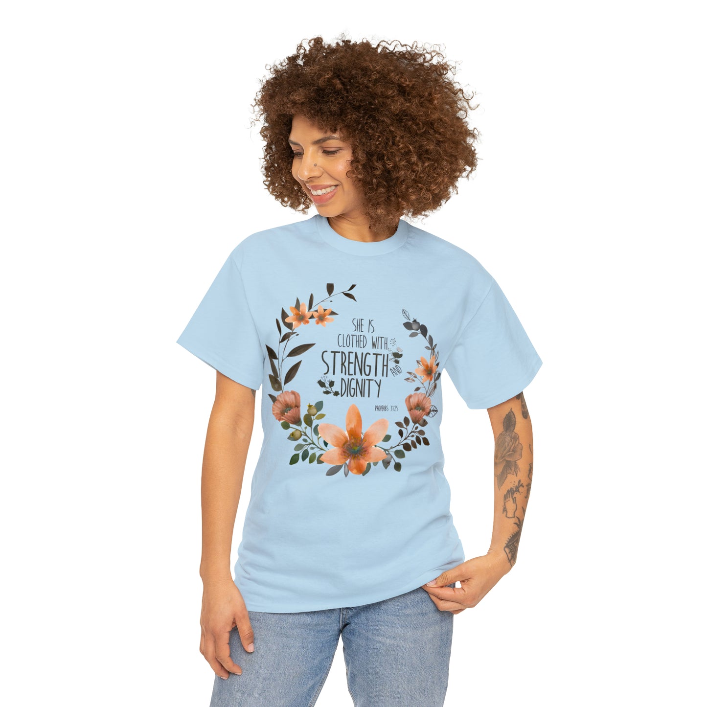 She is clothed with Strength and Dignity - Unisex Heavy Cotton Short Sleeve Tee