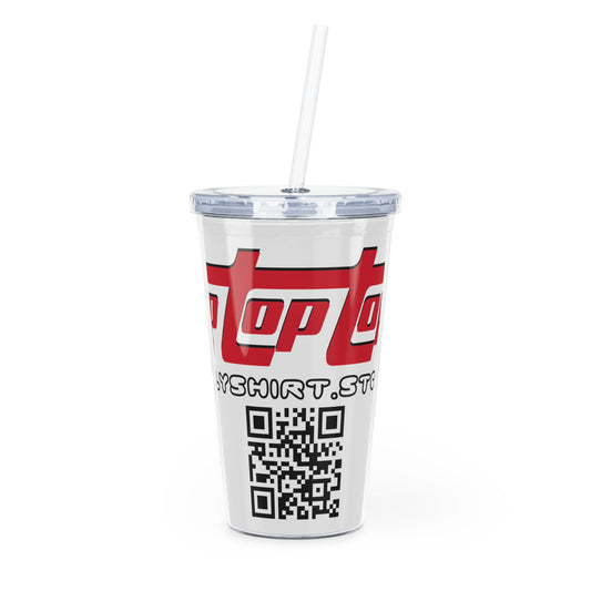 TipTopTops @ HolyShirt.store logo Branding - Plastic Tumbler with Straw