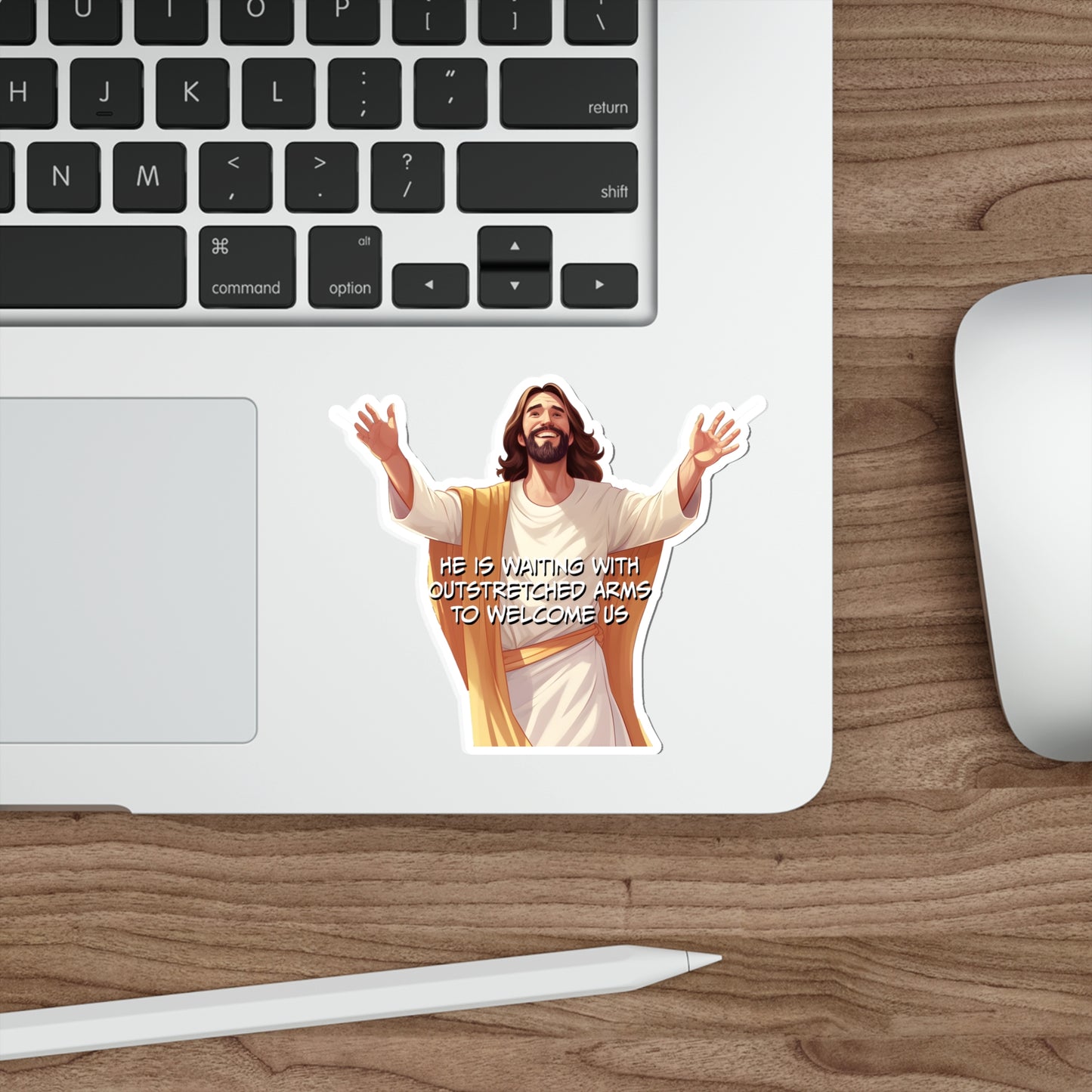 He is Waiting with Outstretched Arms to Welcome Us - Dialogue-3  Die-Cut Stickers (MB)