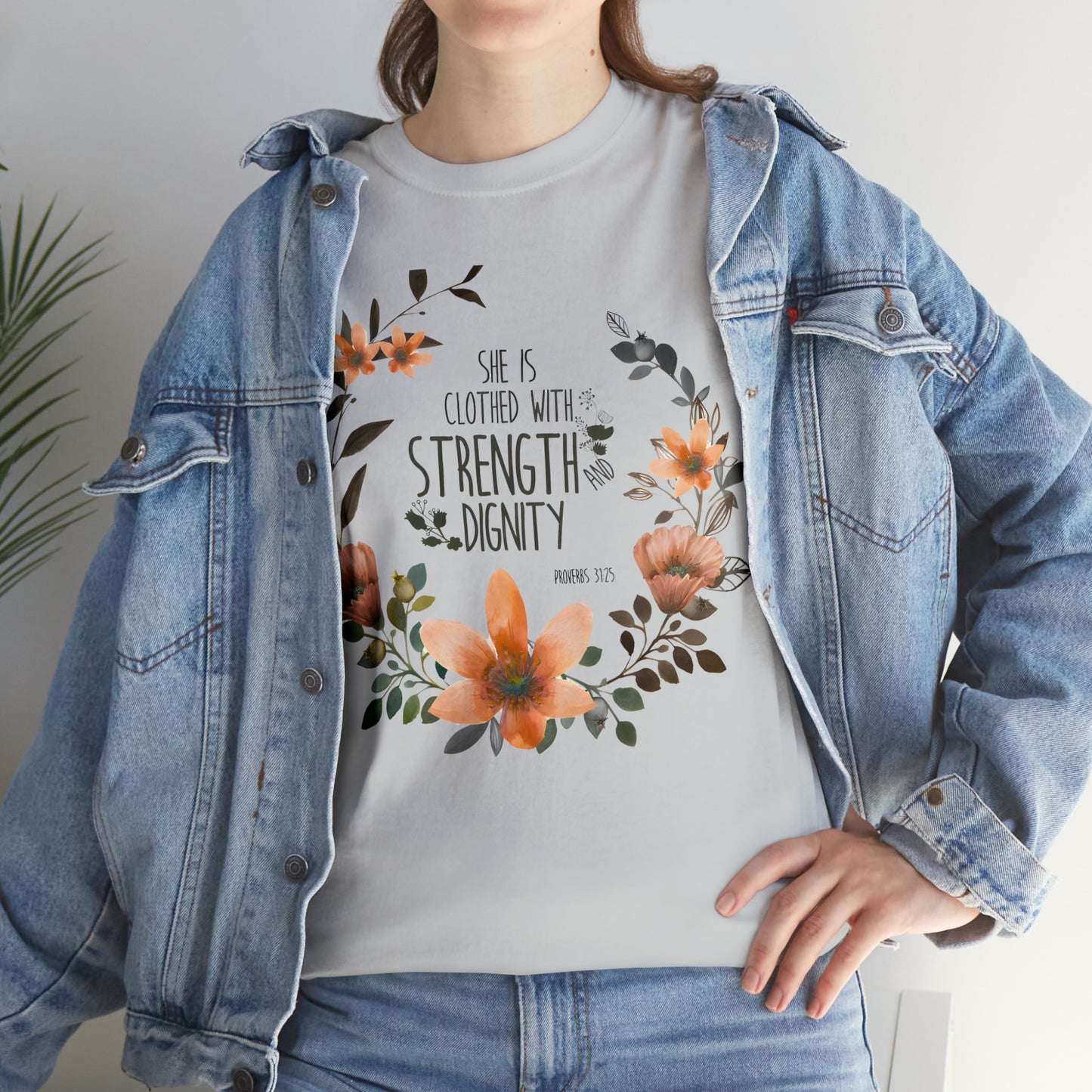 She is clothed with Strength and Dignity - Unisex Heavy Cotton Short Sleeve Tee