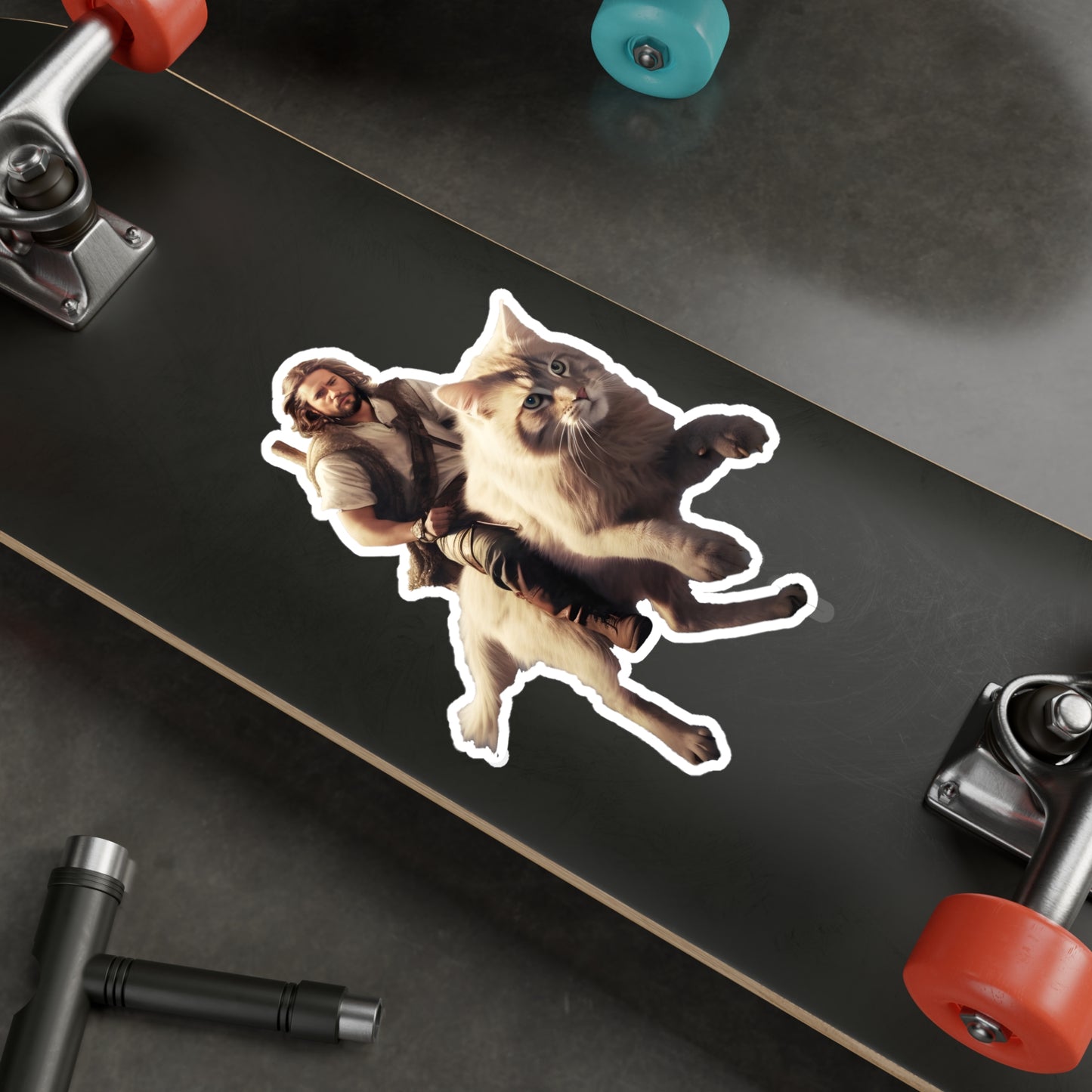 Jesus on a Giant Cat Kiss-Cut Vinyl Decals
