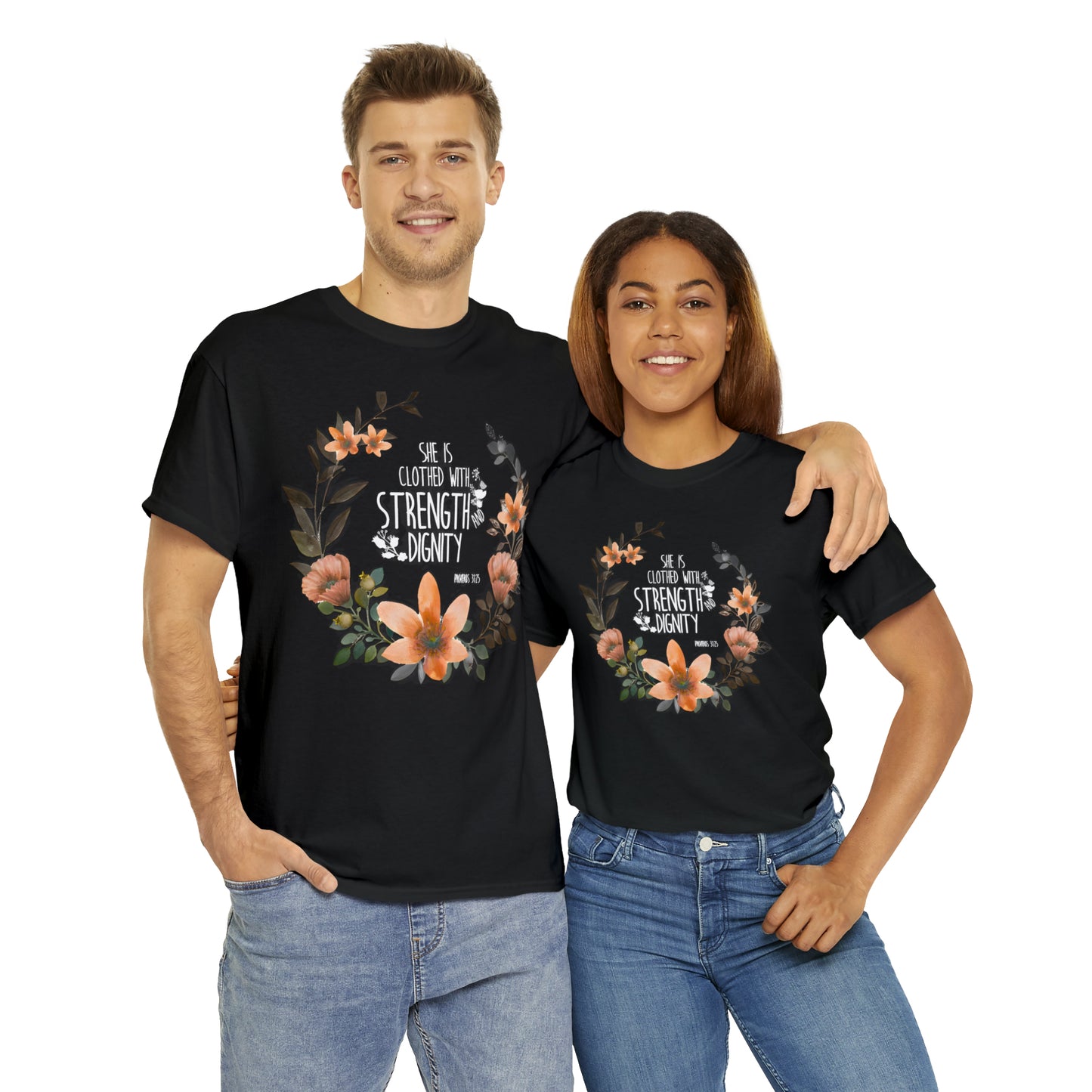 She is clothed with Strength and Dignity - Unisex Heavy Cotton Short Sleeve Tee