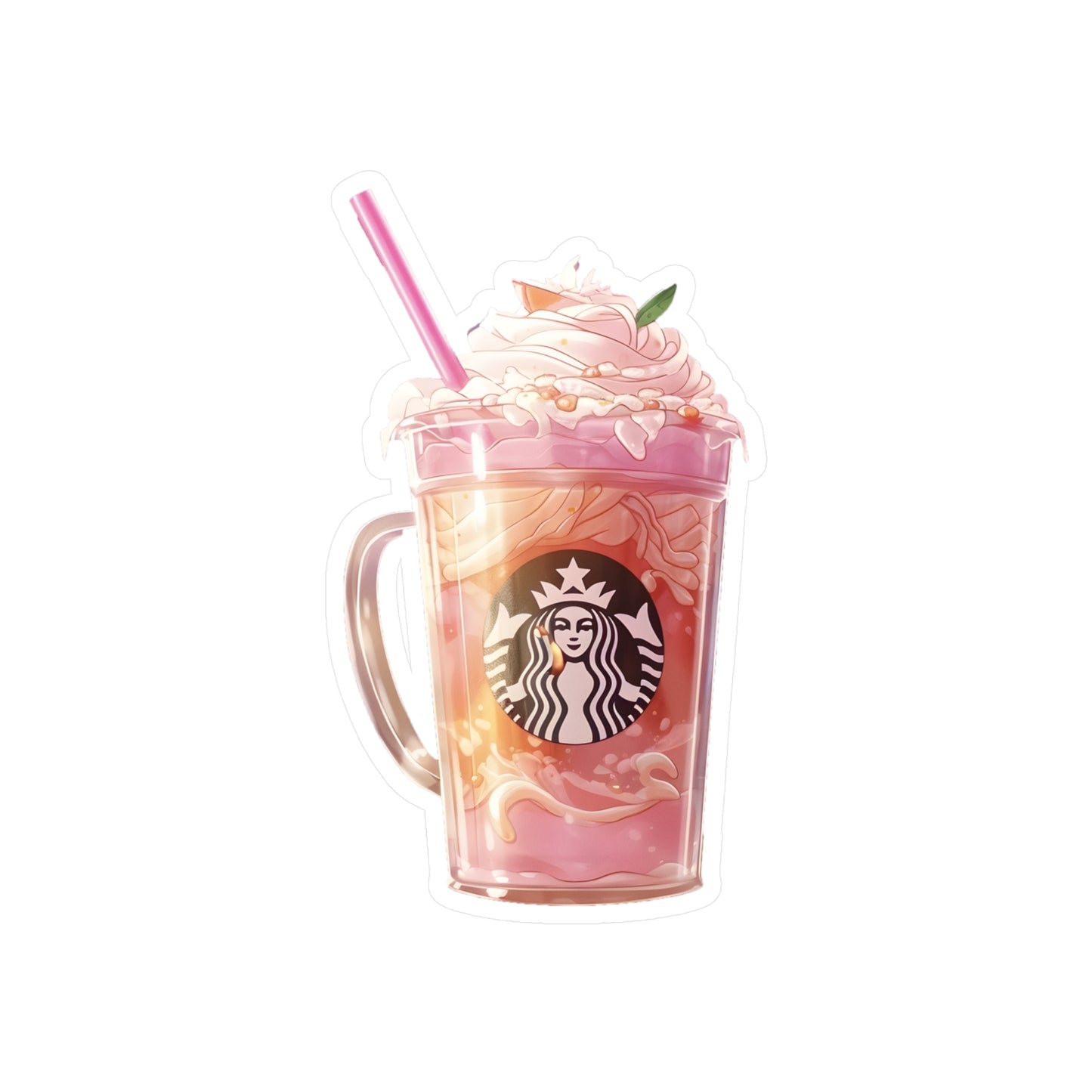 Pink Starbucks Drink (Anime Art Style)  Kiss-Cut Vinyl Decals