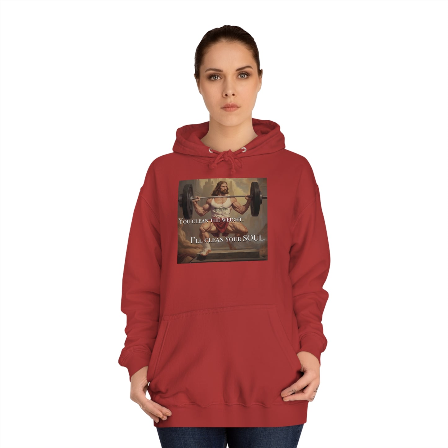 Body Builder Jesus Power Cleans Your Soul Unisex College Hoodie
