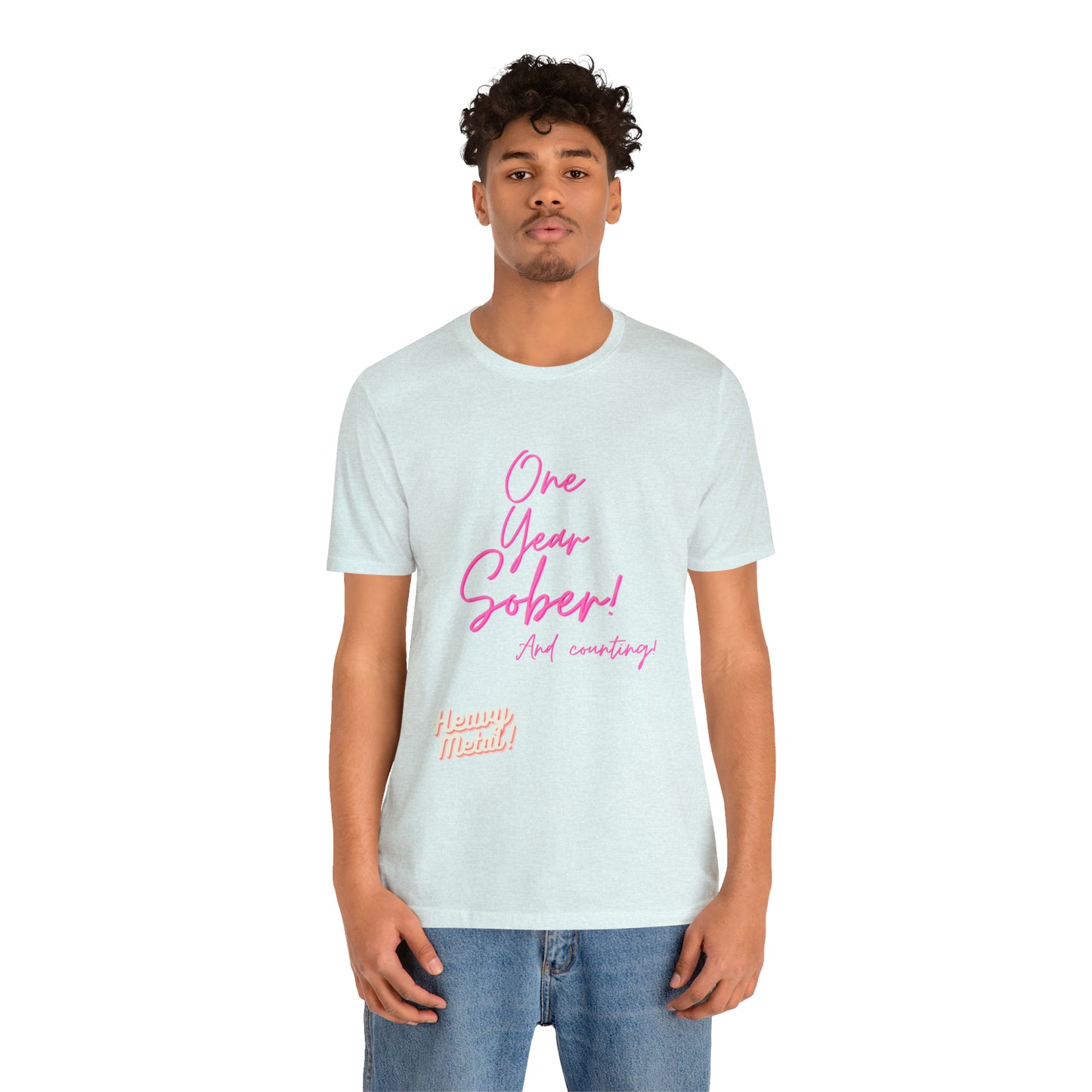 One Year Sober “Heavy Metal” Summer Font  (1 Year Sober) Unisex Jersey Short Sleeve Tee