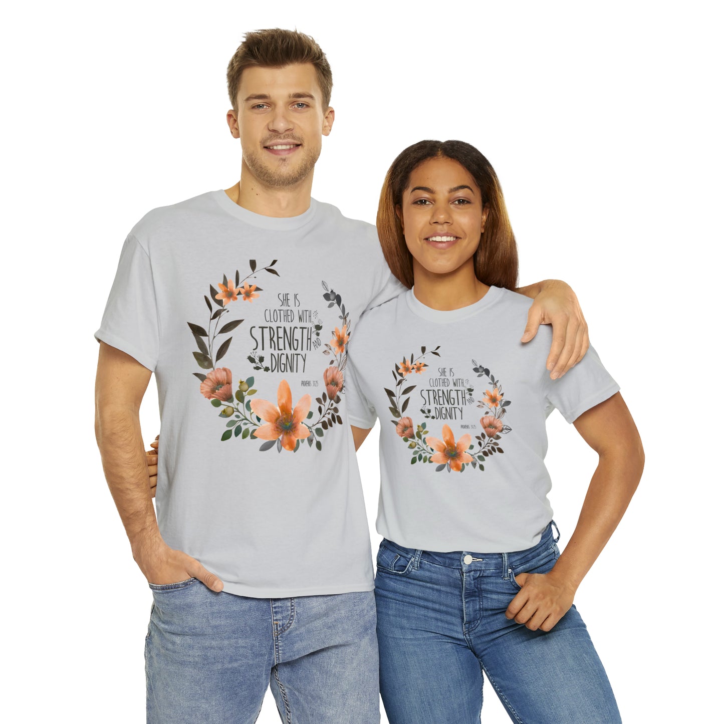 She is clothed with Strength and Dignity - Unisex Heavy Cotton Short Sleeve Tee