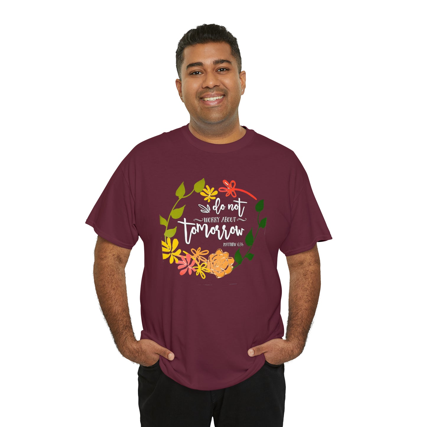 Do not worry about tomorrow (Matthew) - Unisex Heavy Cotton Short Sleeve Tee