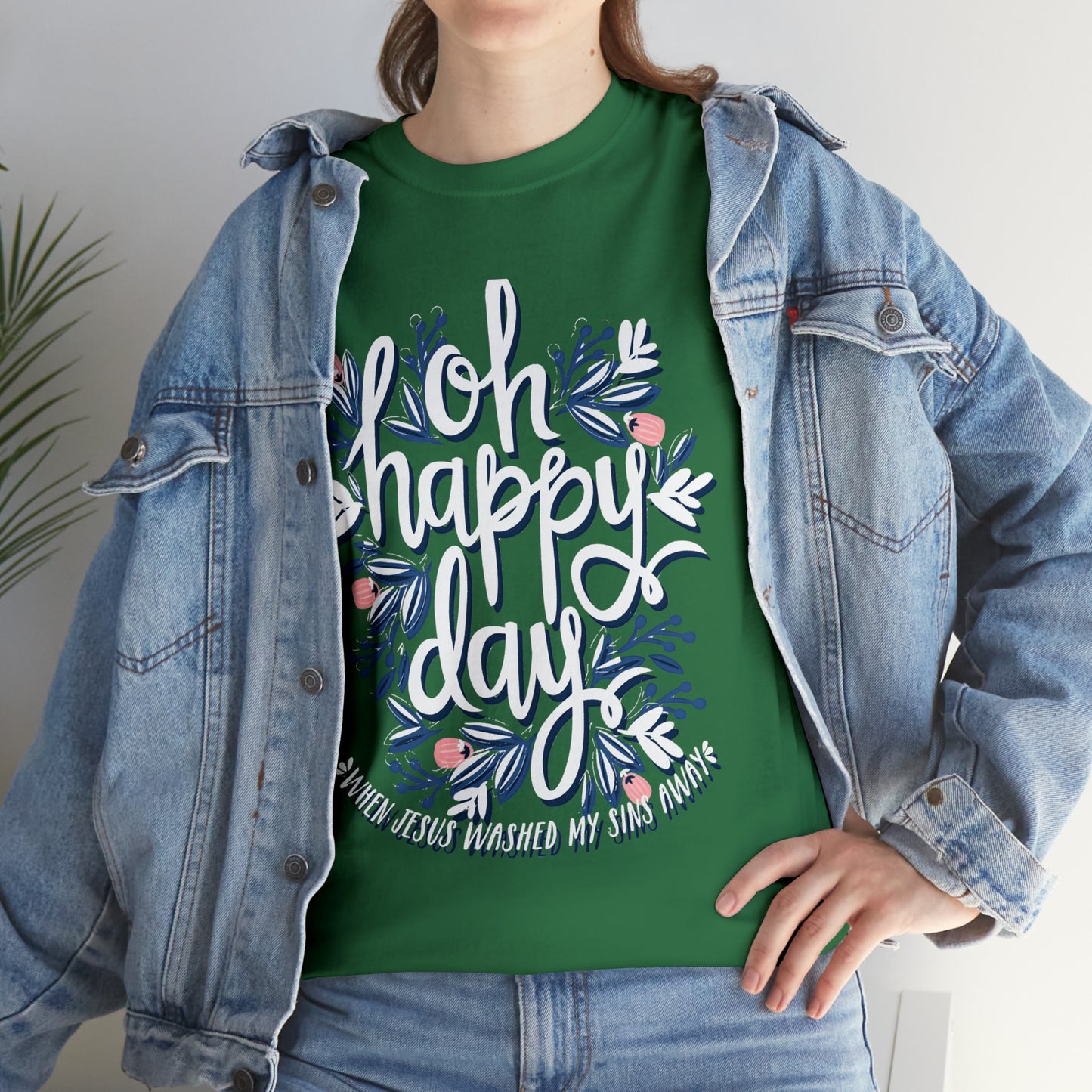 O Happy Day! When Jesus washed my sins away - Unisex Heavy Cotton Short Sleeve Tee