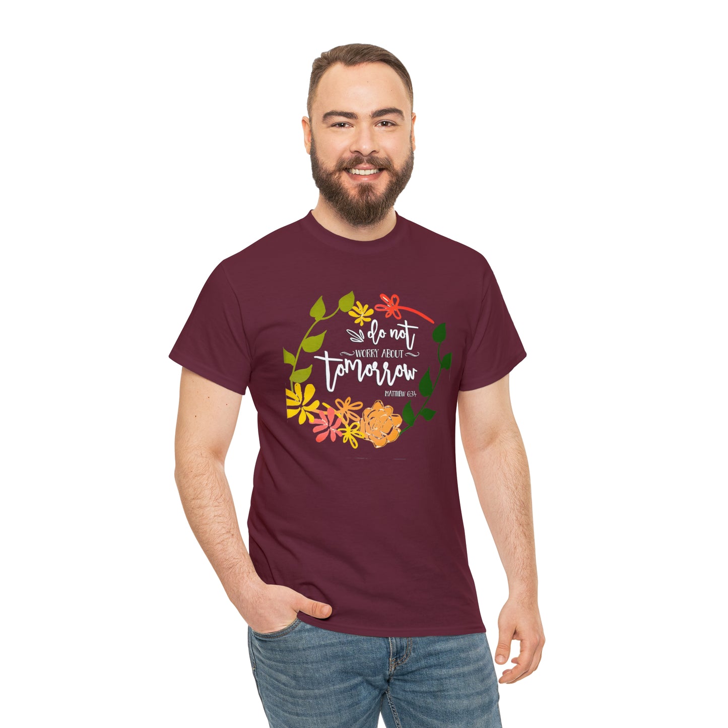 Do not worry about tomorrow (Matthew) - Unisex Heavy Cotton Short Sleeve Tee