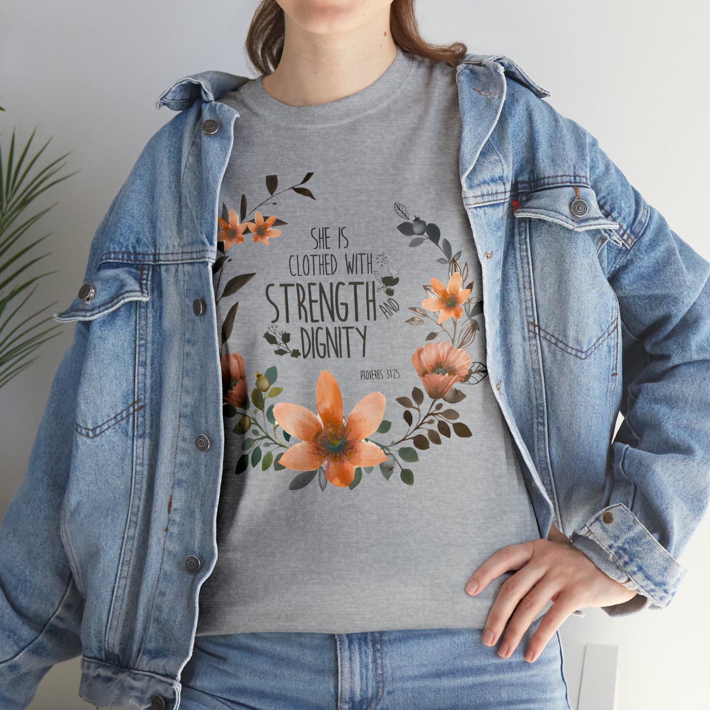 She is clothed with Strength and Dignity - Unisex Heavy Cotton Short Sleeve Tee