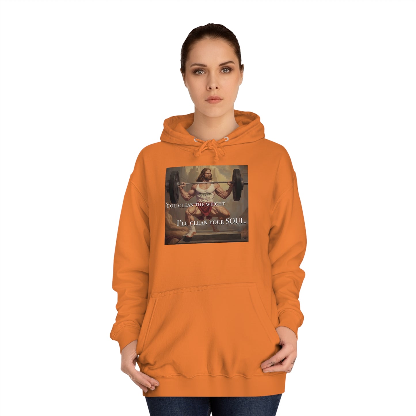 Body Builder Jesus Power Cleans Your Soul Unisex College Hoodie