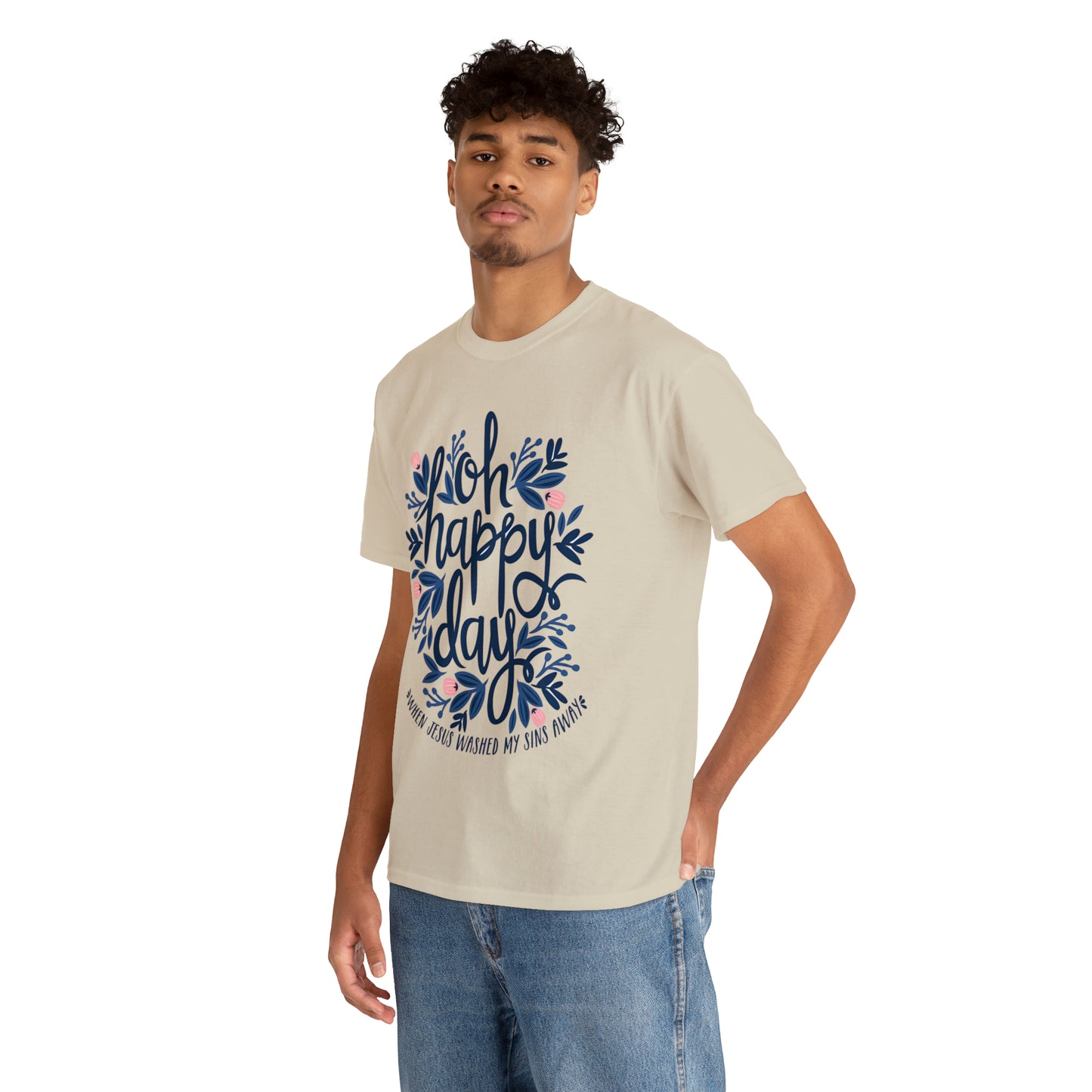 O Happy Day! When Jesus washed my sins away - Unisex Heavy Cotton Short Sleeve Tee