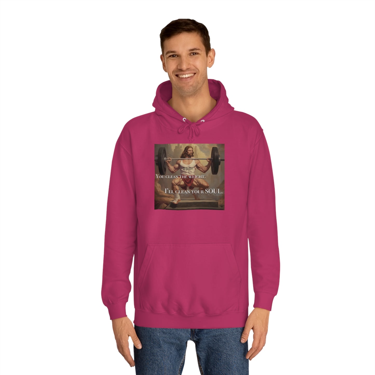 Body Builder Jesus Power Cleans Your Soul Unisex College Hoodie