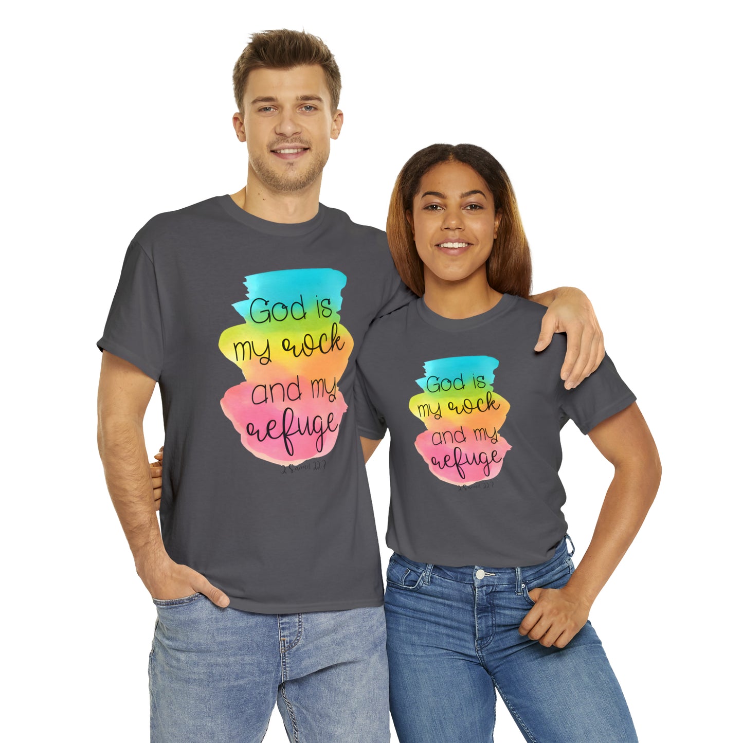 God is my rock and my refuge - Unisex Heavy Cotton Short Sleeve Tee