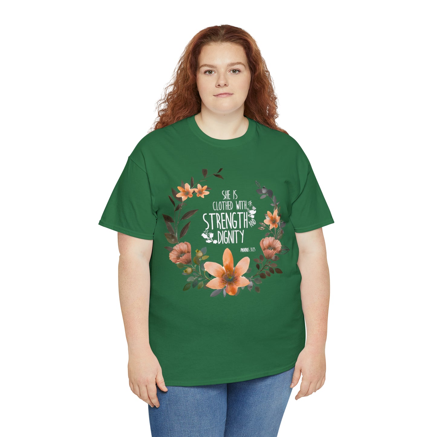 She is clothed with Strength and Dignity - Unisex Heavy Cotton Short Sleeve Tee