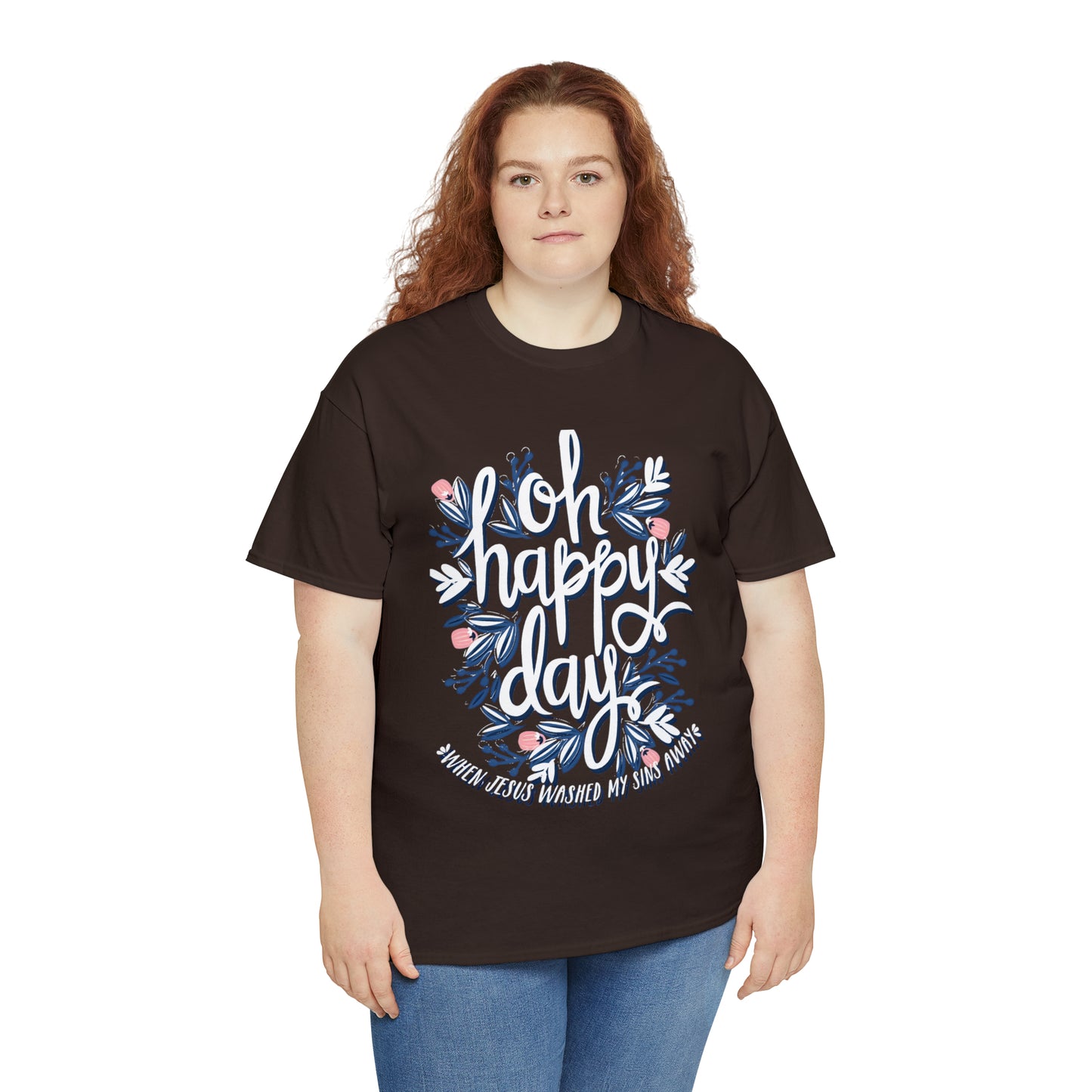 O Happy Day! When Jesus washed my sins away - Unisex Heavy Cotton Short Sleeve Tee