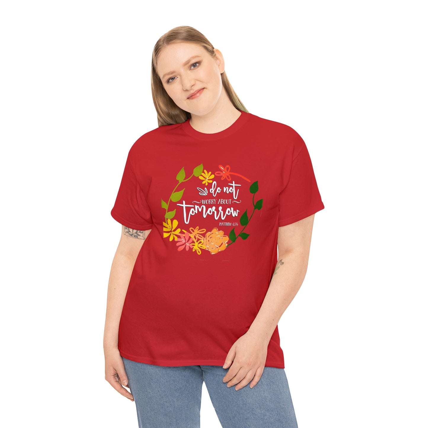 Do not worry about tomorrow (Matthew) - Unisex Heavy Cotton Short Sleeve Tee