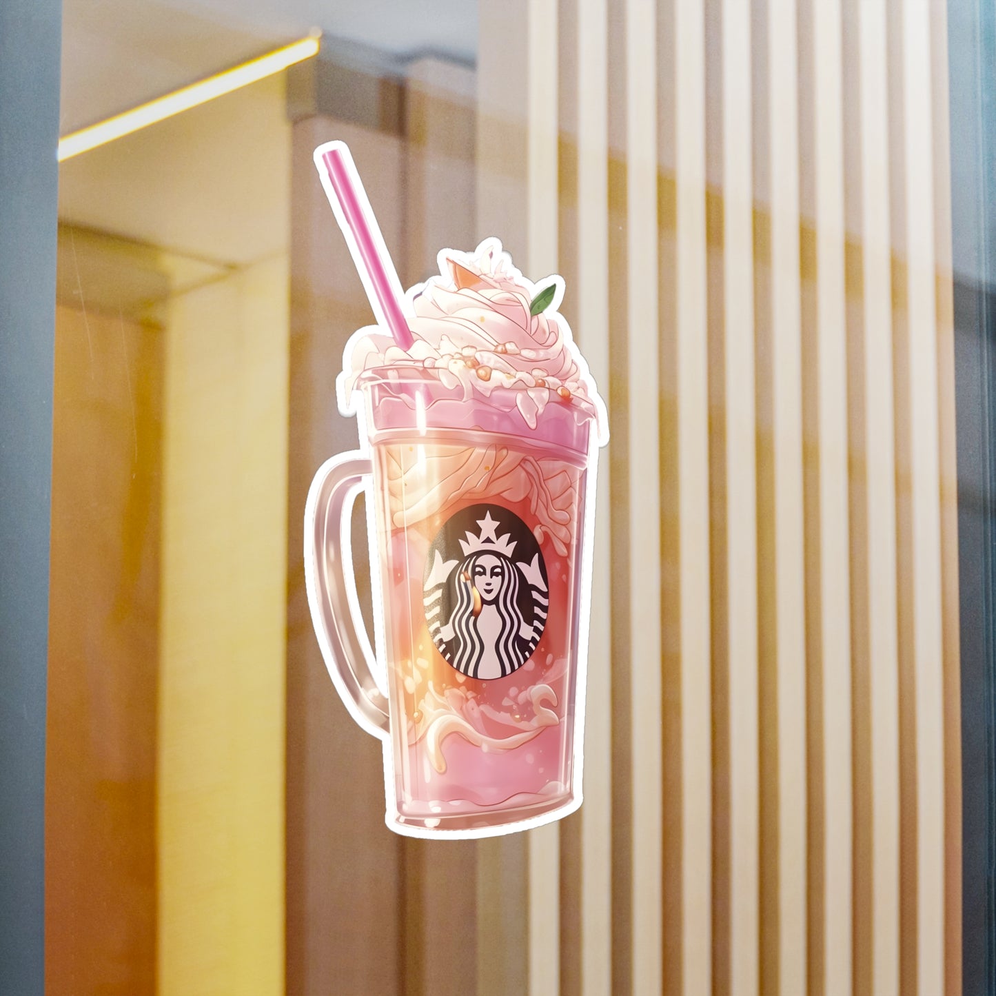 Pink Starbucks Drink (Anime Art Style)  Kiss-Cut Vinyl Decals