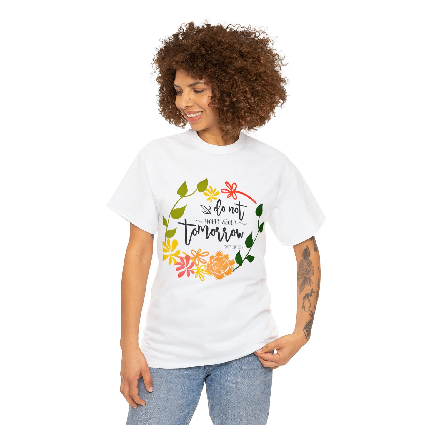 Do not worry about tomorrow (Matthew) - Unisex Heavy Cotton Short Sleeve Tee