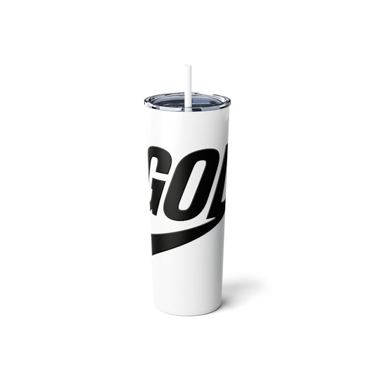 “God Air” Swoosh Logo Skinny Steel Tumbler with Straw, 20oz