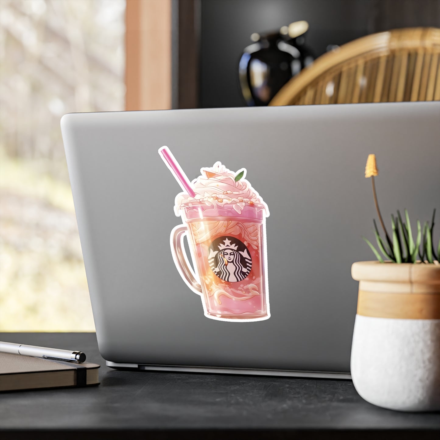 Pink Starbucks Drink (Anime Art Style)  Kiss-Cut Vinyl Decals