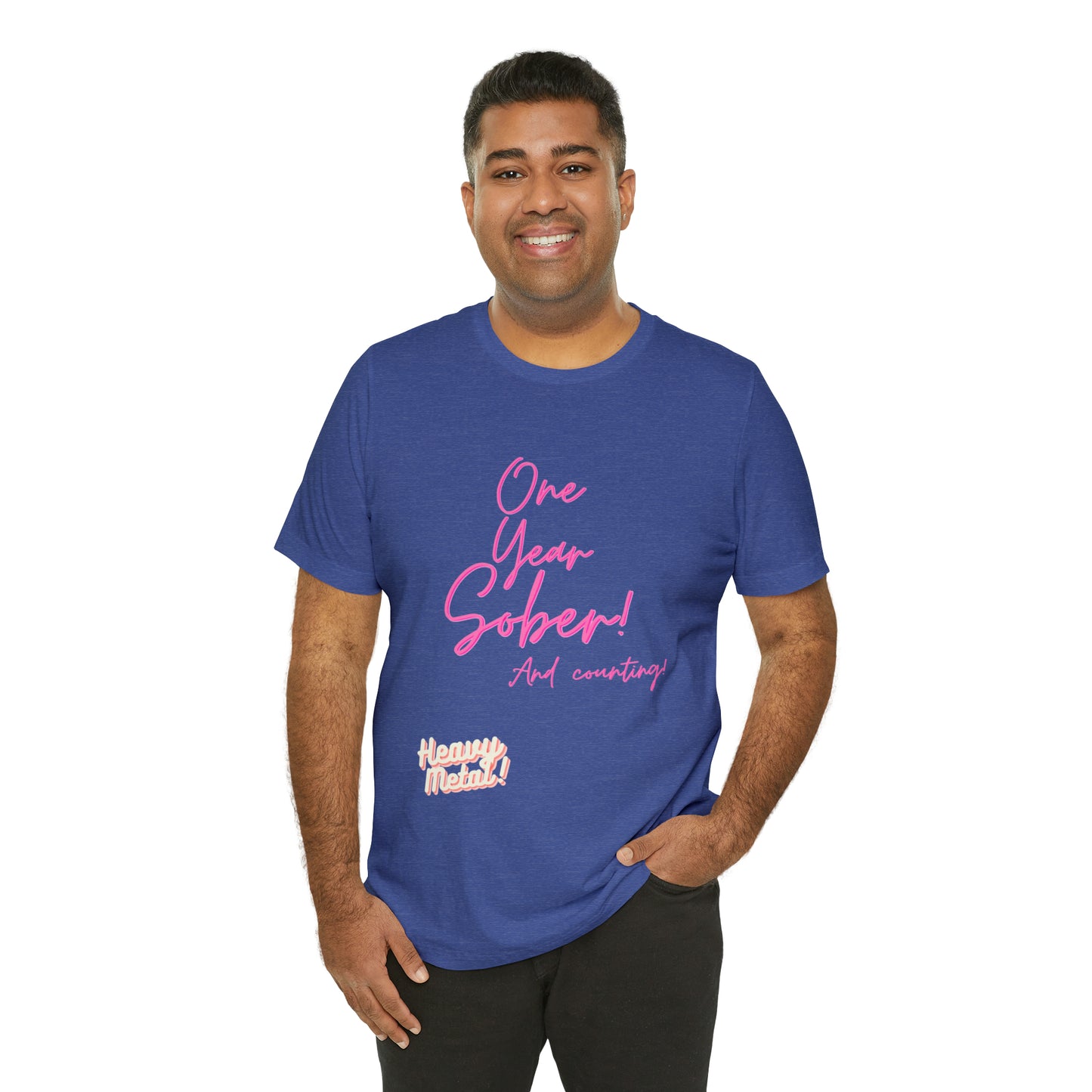 One Year Sober “Heavy Metal” Summer Font  (1 Year Sober) Unisex Jersey Short Sleeve Tee