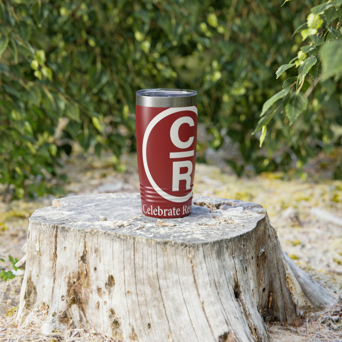 CR Celebrate Recovery Basic Logo White Ringneck Tumbler, 20oz