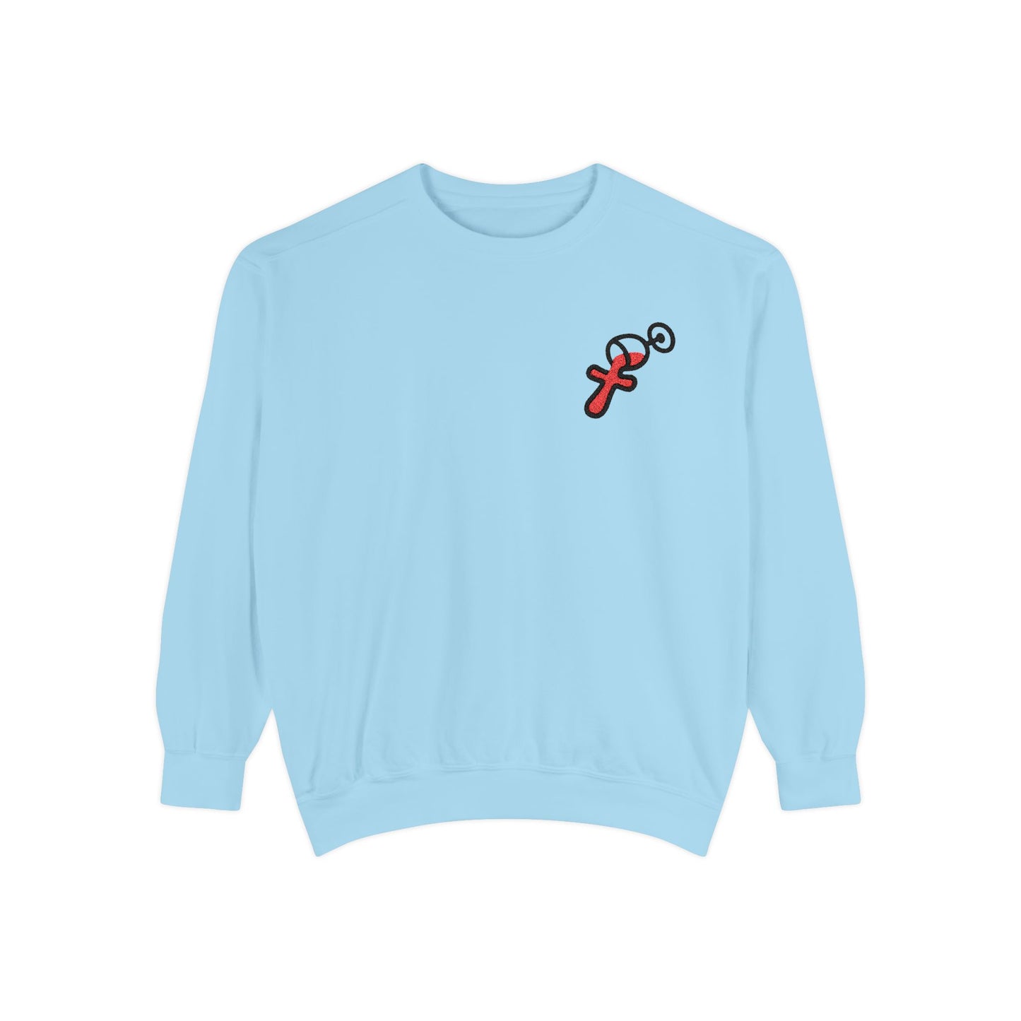“Sip of Sacrifice” Embroidered Crewneck — Disciple Dad (Water-Into-Wine Drop Collection)
