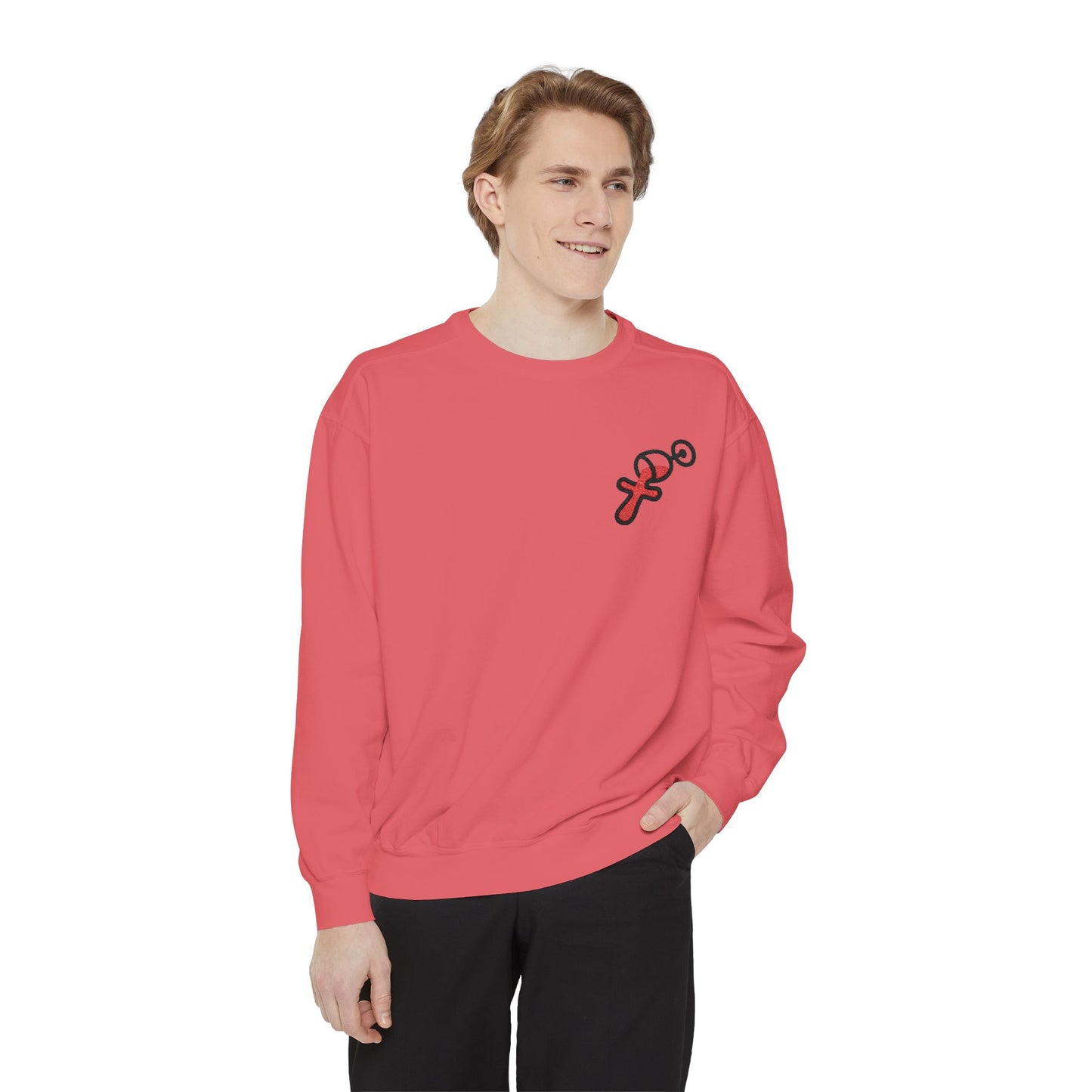 “Sip of Sacrifice” Embroidered Crewneck — Disciple Dad (Water-Into-Wine Drop Collection)