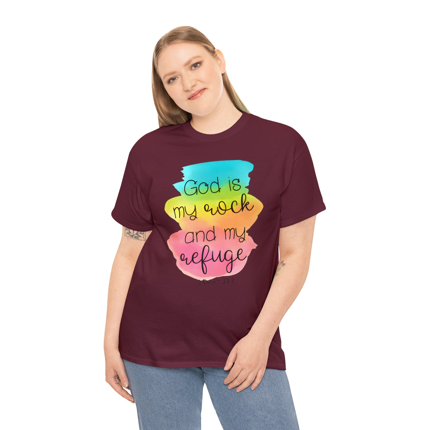 God is my rock and my refuge - Unisex Heavy Cotton Short Sleeve Tee
