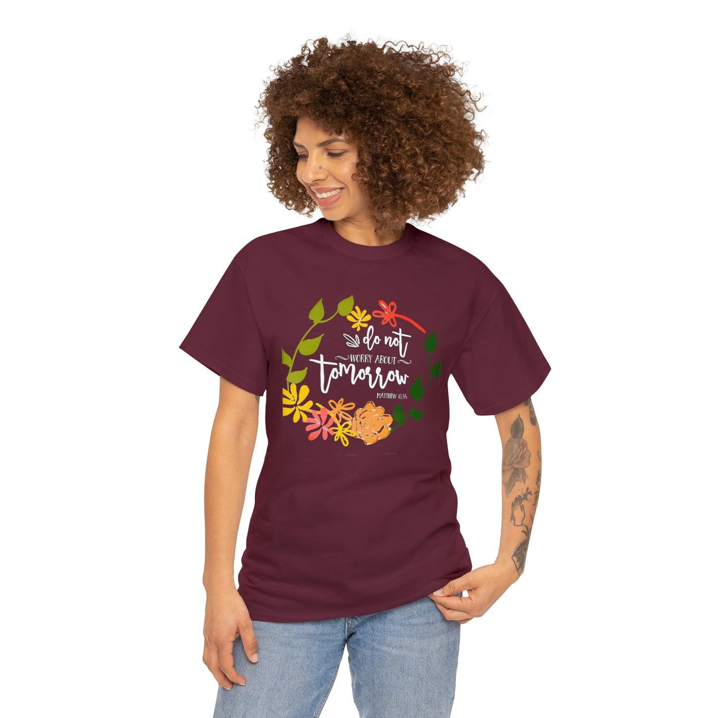 Do not worry about tomorrow (Matthew) - Unisex Heavy Cotton Short Sleeve Tee