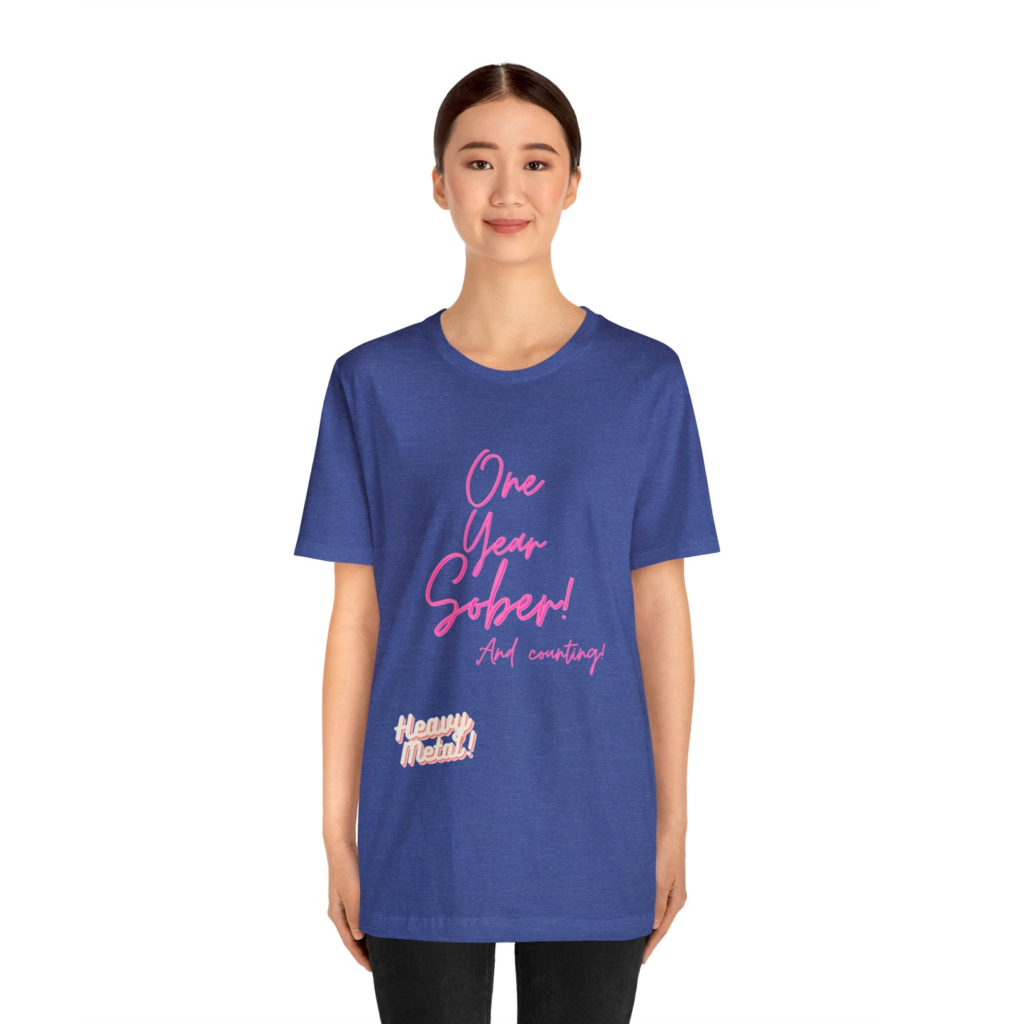 One Year Sober “Heavy Metal” Summer Font  (1 Year Sober) Unisex Jersey Short Sleeve Tee