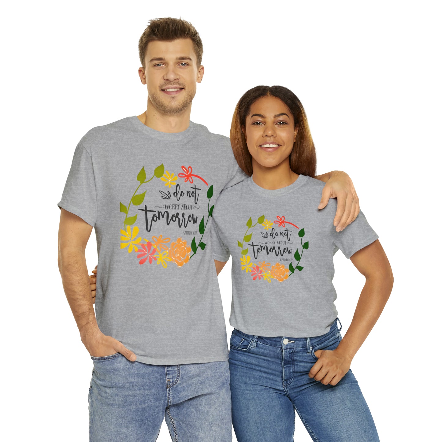 Do not worry about tomorrow (Matthew) - Unisex Heavy Cotton Short Sleeve Tee