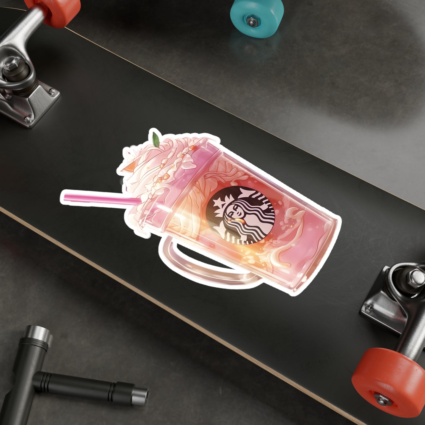 Pink Starbucks Drink (Anime Art Style)  Kiss-Cut Vinyl Decals