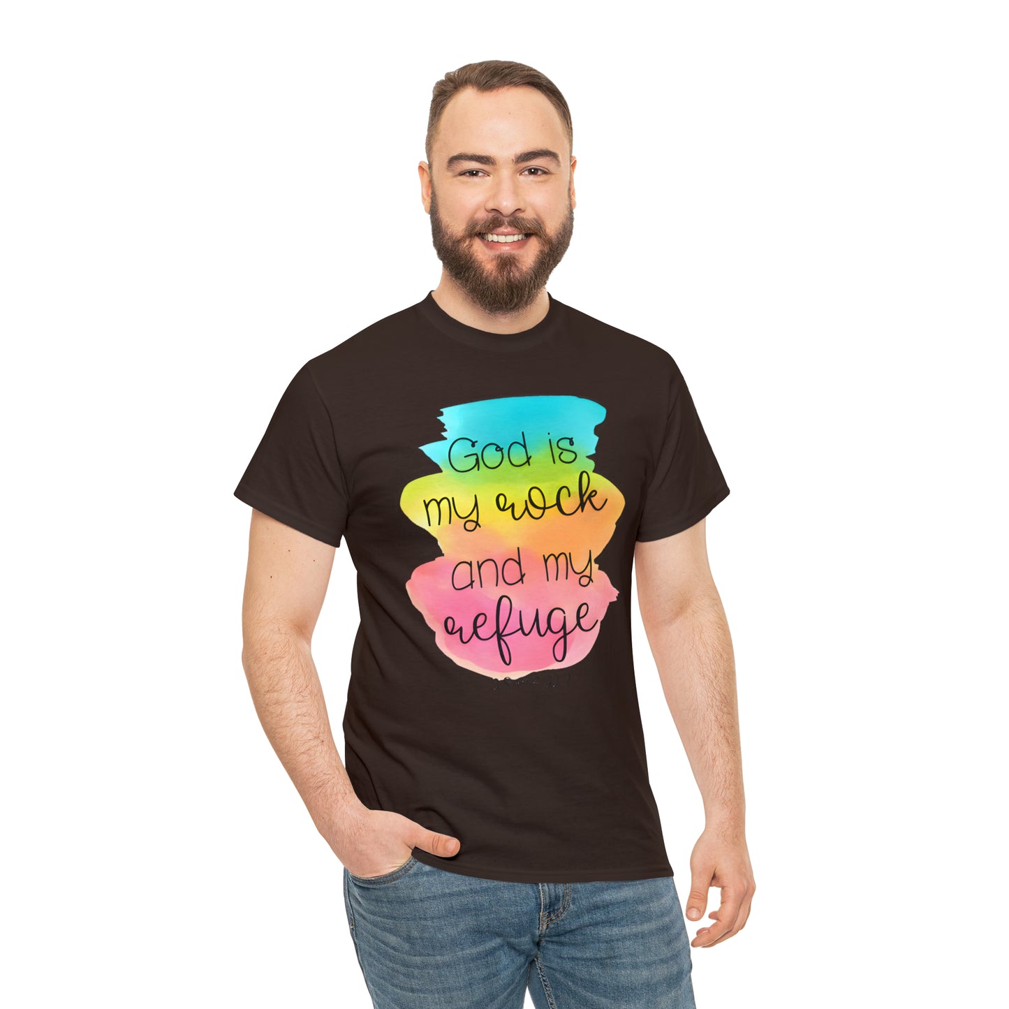 God is my rock and my refuge - Unisex Heavy Cotton Short Sleeve Tee