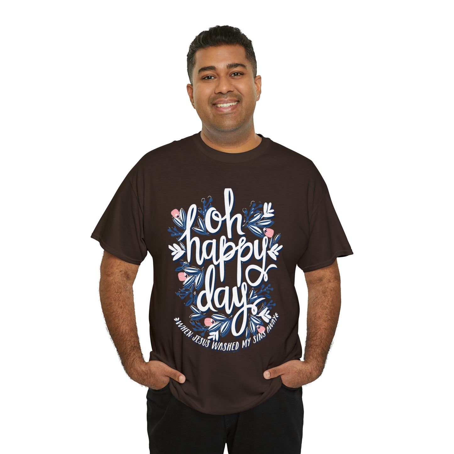 O Happy Day! When Jesus washed my sins away - Unisex Heavy Cotton Short Sleeve Tee