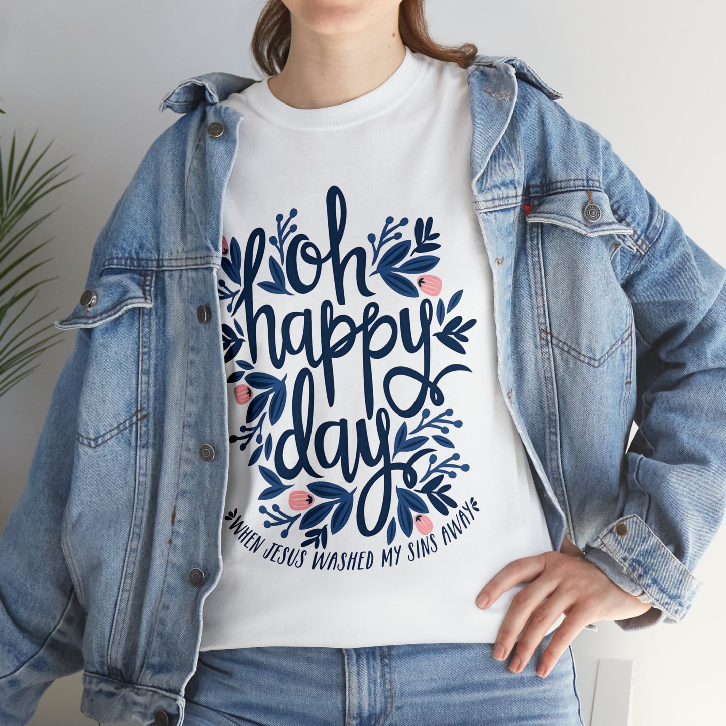 O Happy Day! When Jesus washed my sins away - Unisex Heavy Cotton Short Sleeve Tee